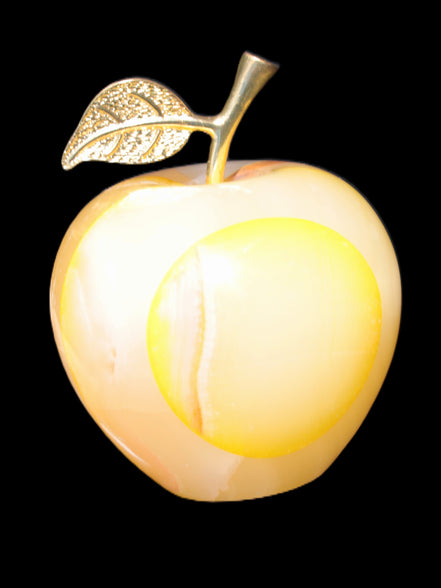 Yellow Afghan Jade Onyx hand-carved Apple 70*90mm 570g Rocks and Things Store