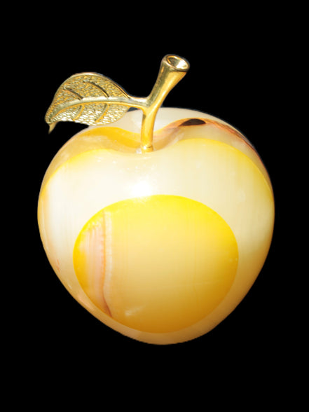 Yellow Afghan Jade Onyx hand-carved Apple 70*90mm 570g Rocks and Things Store