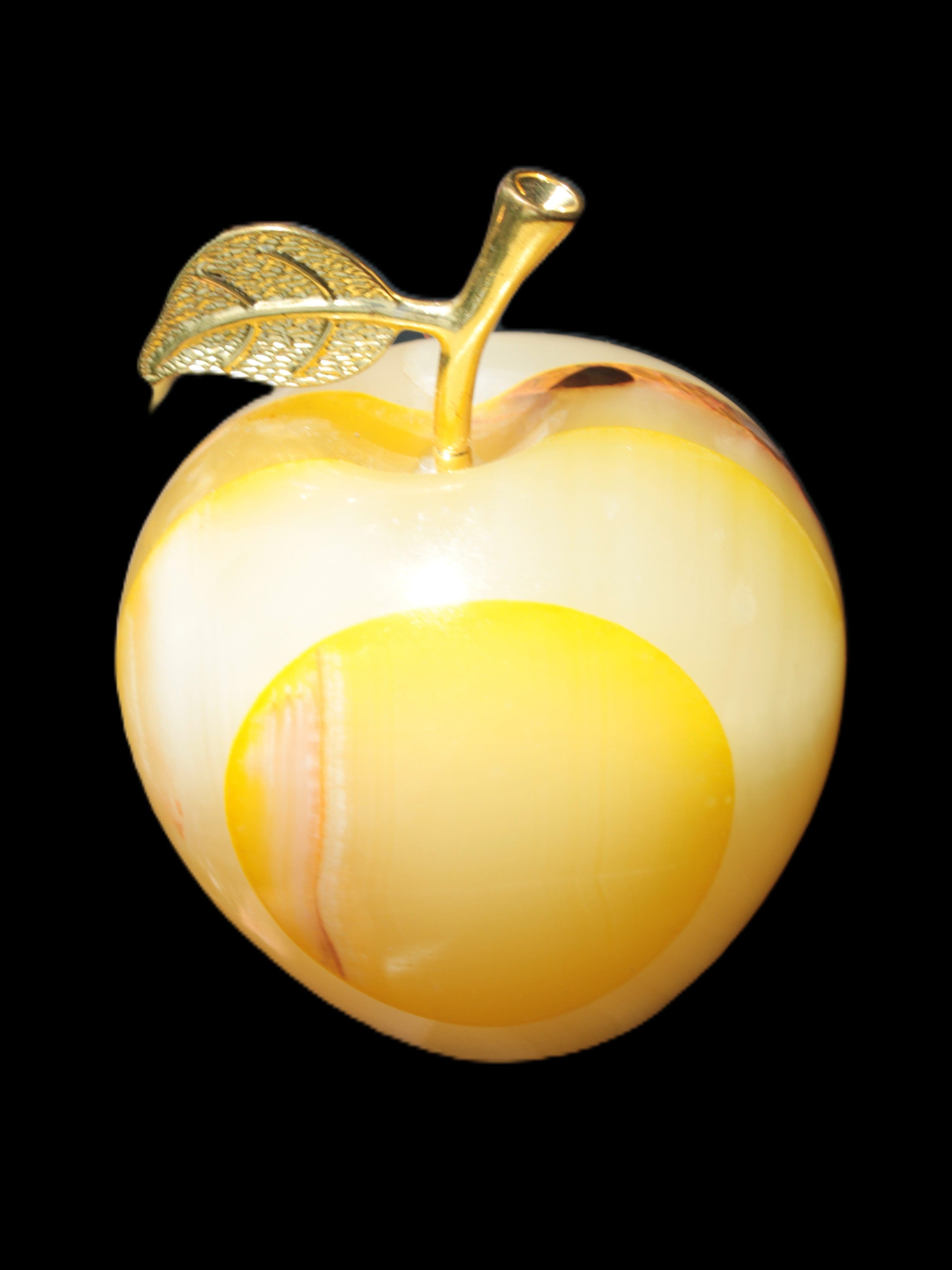 Yellow Afghan Jade Onyx hand-carved Apple 70*90mm 570g Rocks and Things Store