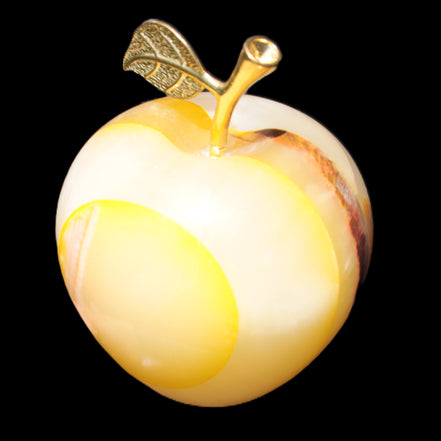 Yellow Afghan Jade Onyx hand-carved Apple 70*90mm 570g Rocks and Things Store