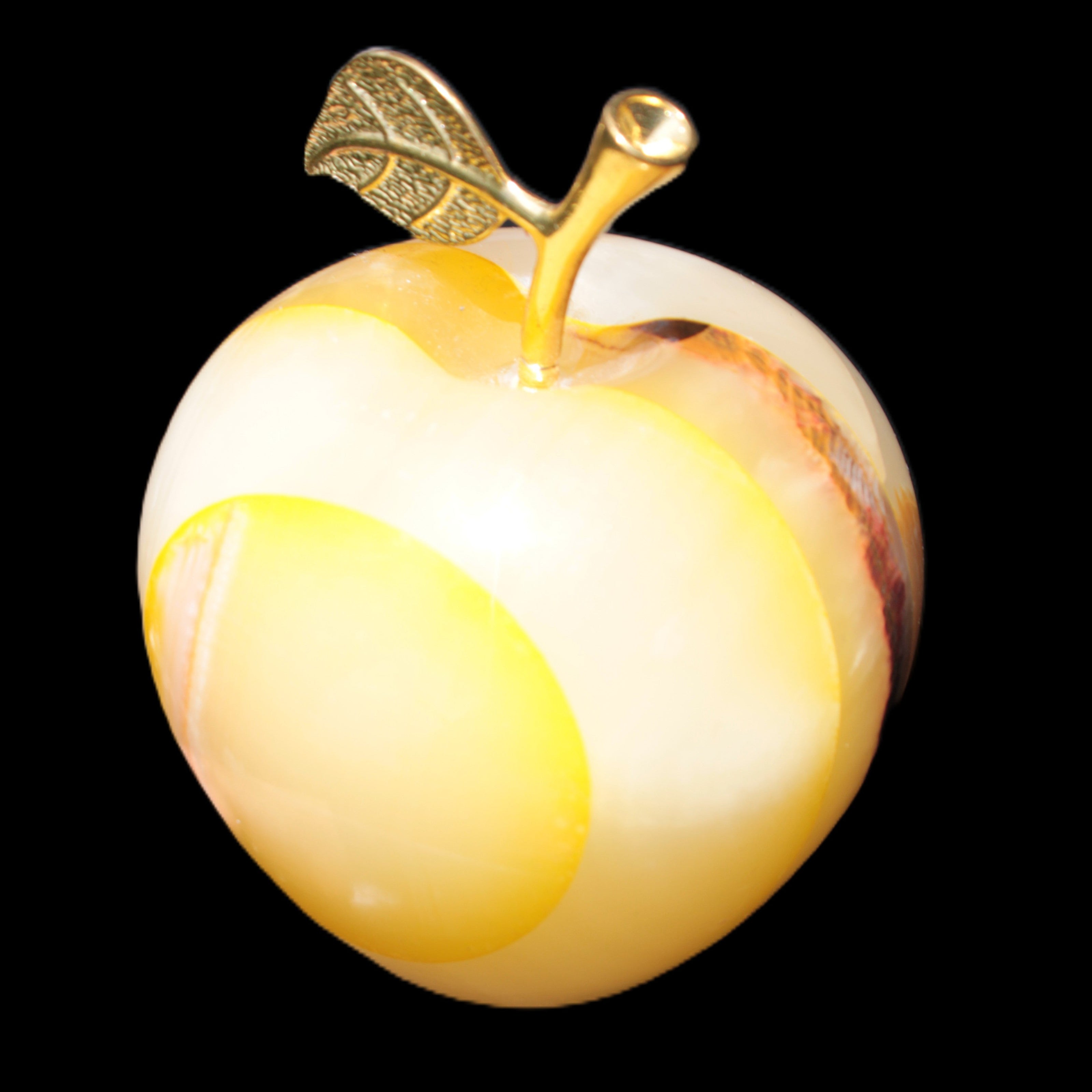 Yellow Afghan Jade Onyx hand-carved Apple 70*90mm 570g Rocks and Things Store