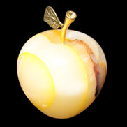 Yellow Afghan Jade Onyx hand-carved Apple 70*90mm 570g Rocks and Things Store