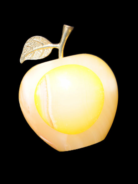 Yellow Afghan Jade Onyx hand-carved Apple 70*90mm 570g Rocks and Things Store
