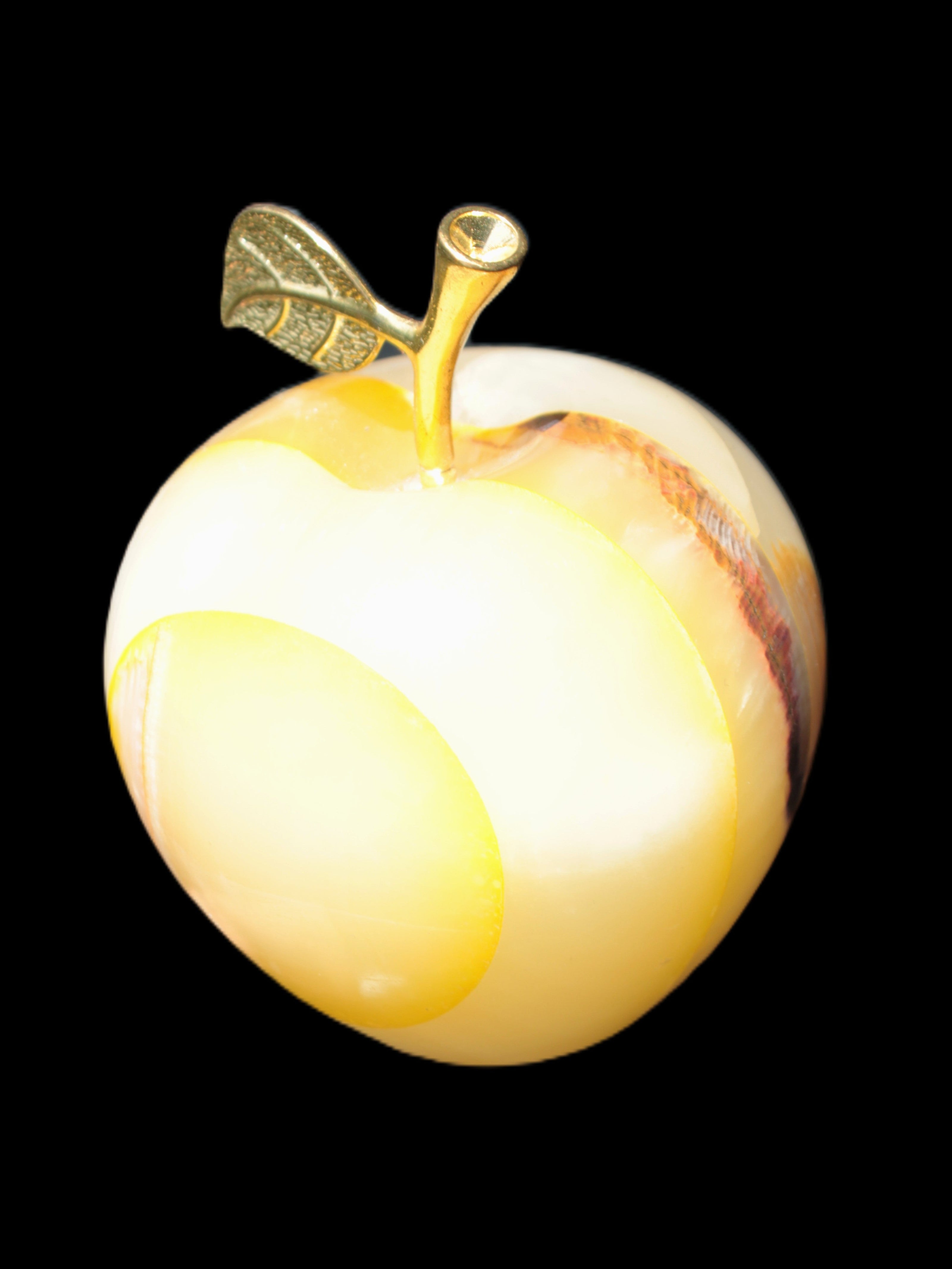 Yellow Afghan Jade Onyx hand-carved Apple 70*90mm 570g Rocks and Things Store