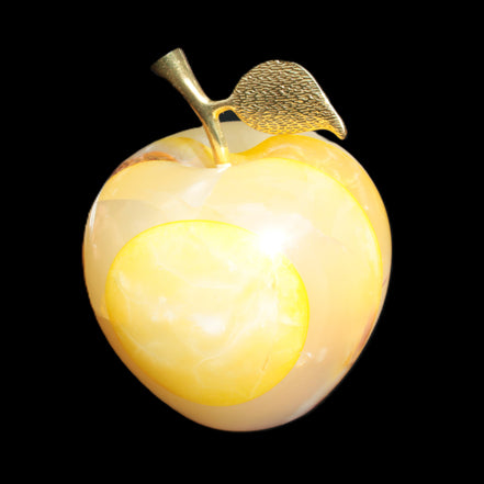 Yellow Afghan Jade Onyx hand-carved Apple 70*90mm 570g Rocks and Things Store