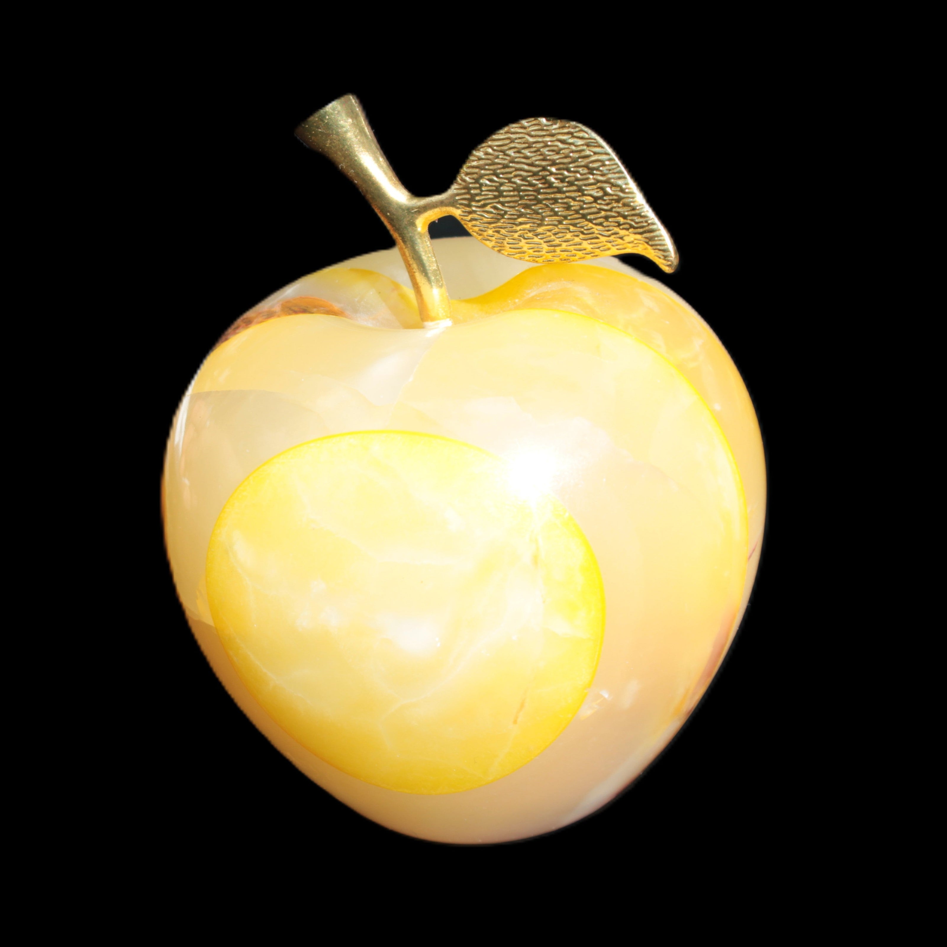 Yellow Afghan Jade Onyx hand-carved Apple 70*90mm 570g Rocks and Things Store