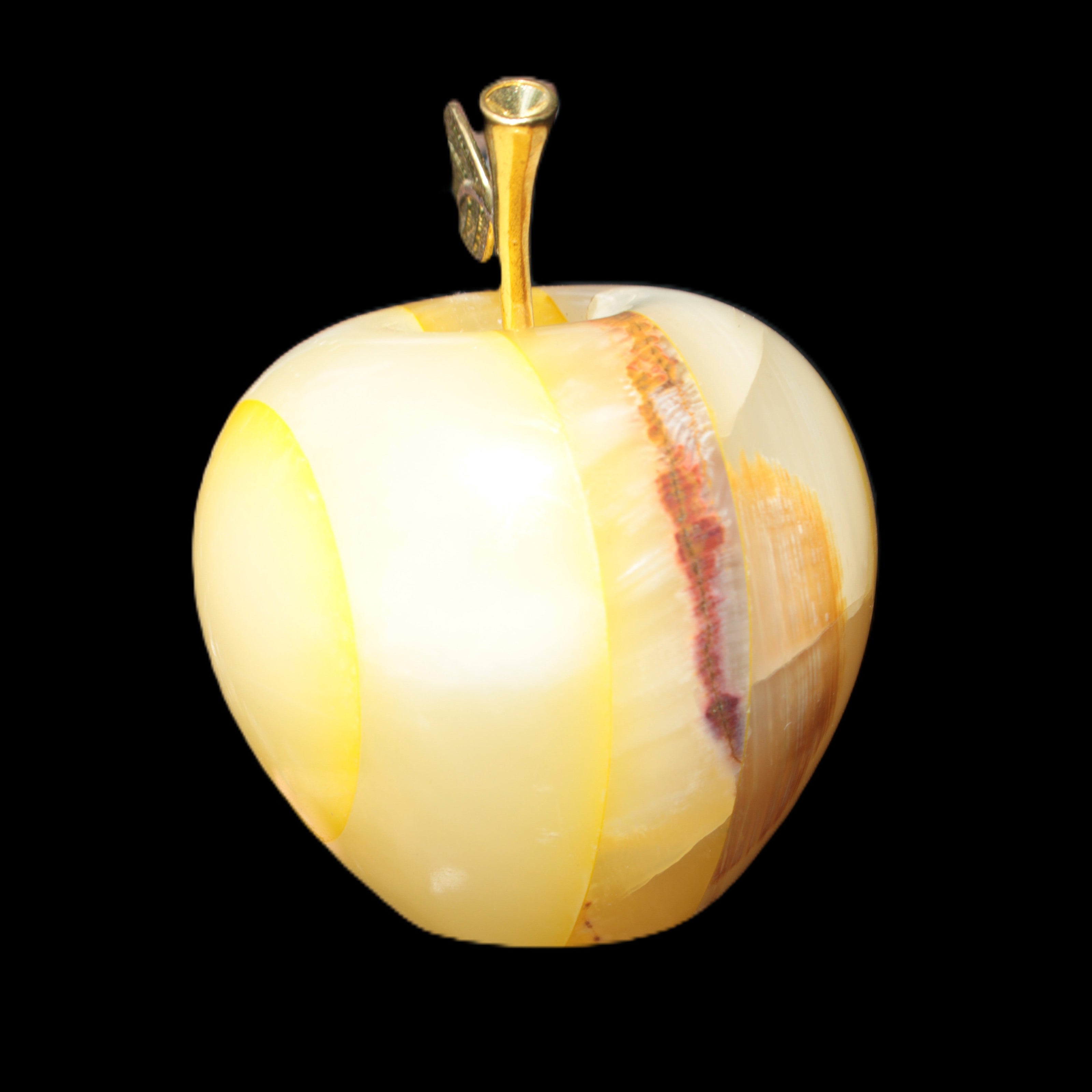 Yellow Afghan Jade Onyx hand-carved Apple 70*90mm 570g Rocks and Things Store