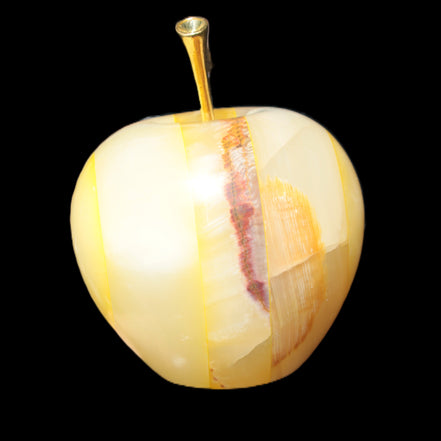 Yellow Afghan Jade Onyx hand-carved Apple 70*90mm 570g Rocks and Things Store