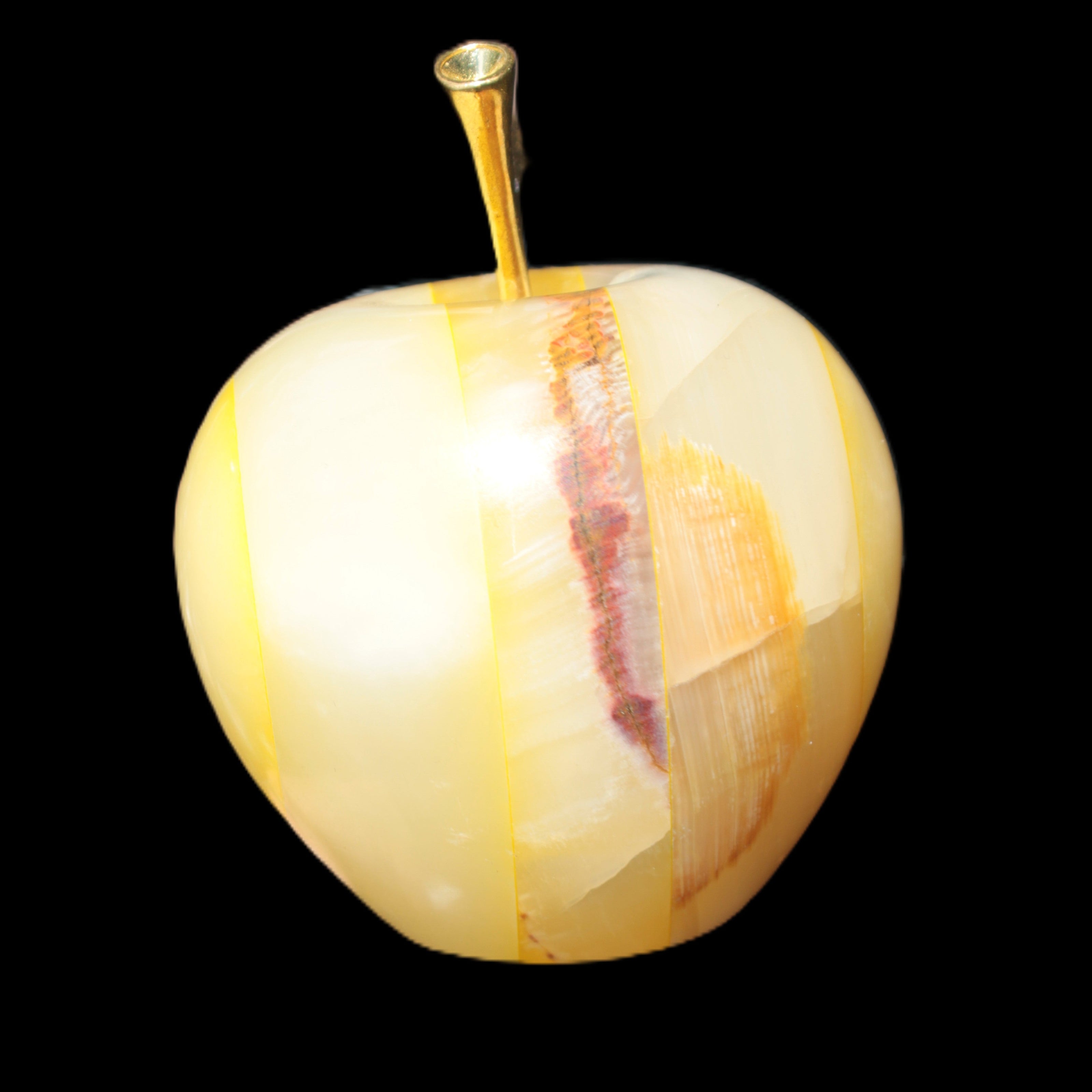Yellow Afghan Jade Onyx hand-carved Apple 70*90mm 570g Rocks and Things Store