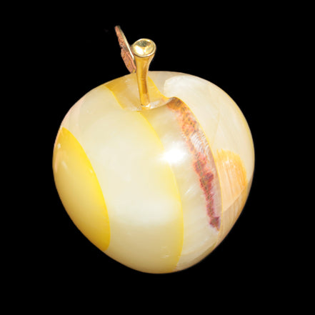 Yellow Afghan Jade Onyx hand-carved Apple 70*90mm 570g Rocks and Things Store
