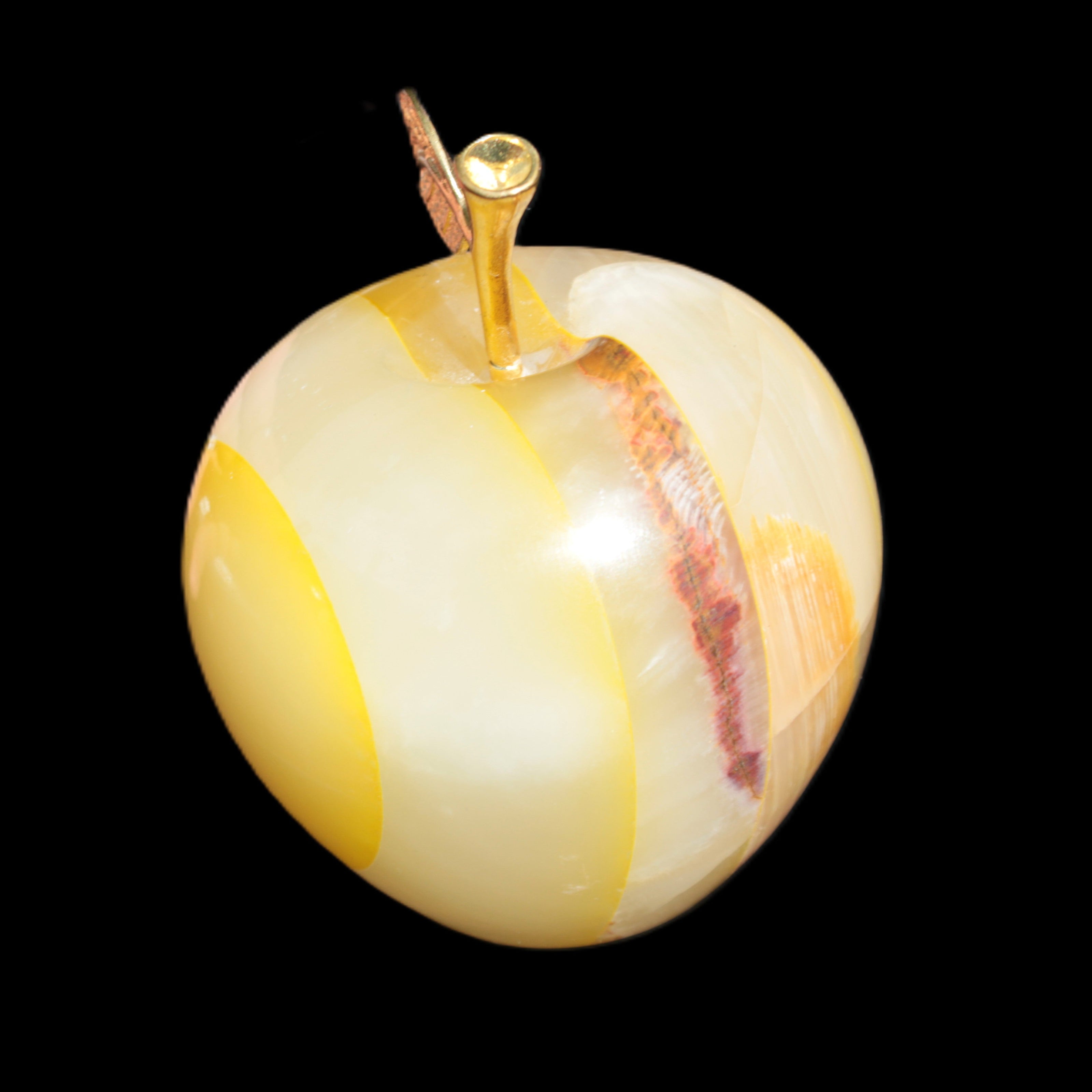 Yellow Afghan Jade Onyx hand-carved Apple 70*90mm 570g Rocks and Things Store