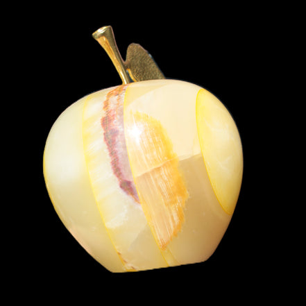 Yellow Afghan Jade Onyx hand-carved Apple 70*90mm 570g Rocks and Things Store