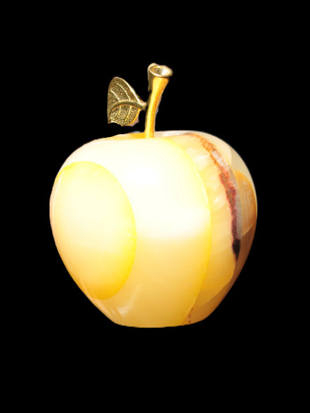 Yellow Afghan Jade Onyx hand-carved Apple 70*90mm 570g Rocks and Things Store