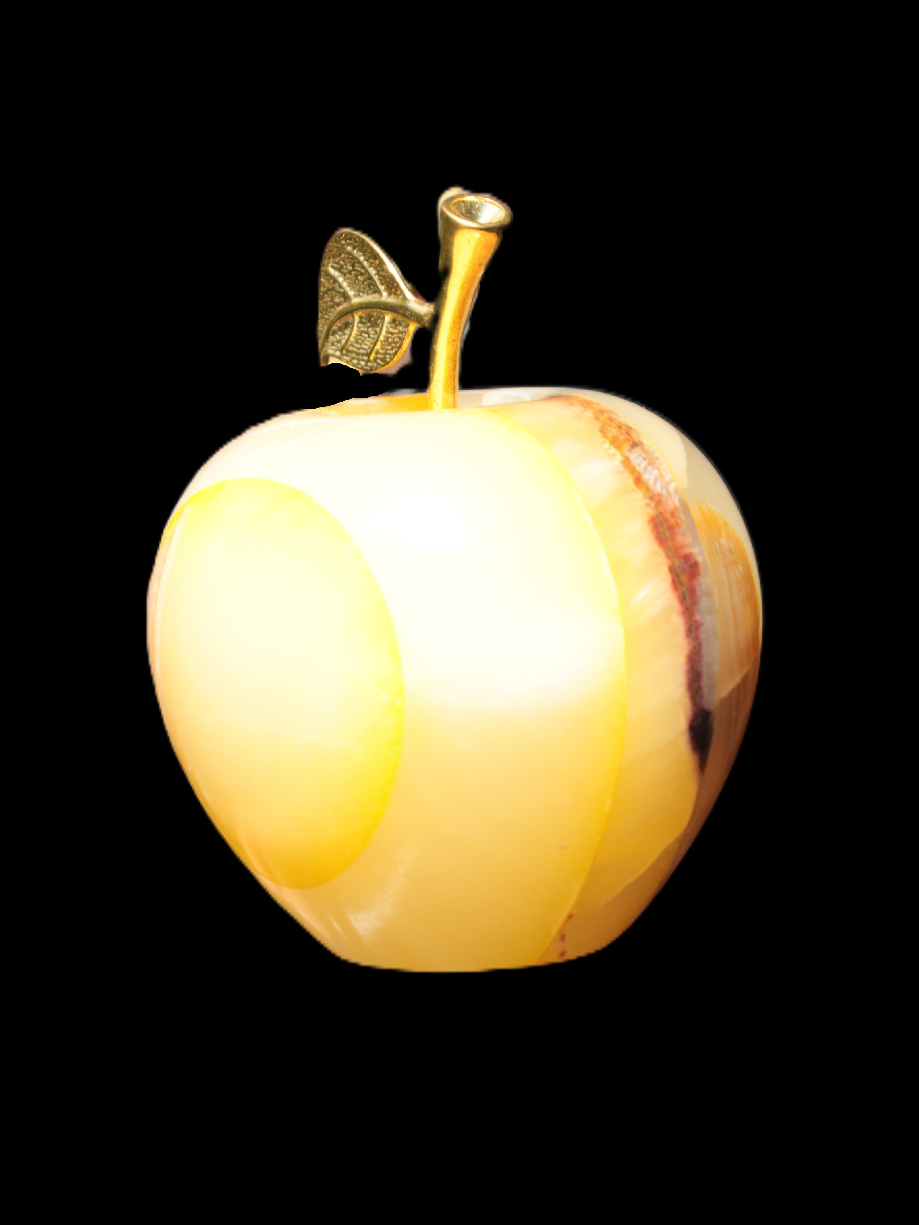 Yellow Afghan Jade Onyx hand-carved Apple 70*90mm 570g Rocks and Things Store