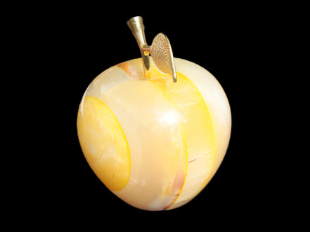 Yellow Afghan Jade Onyx hand-carved Apple 70*90mm 570g Rocks and Things Store