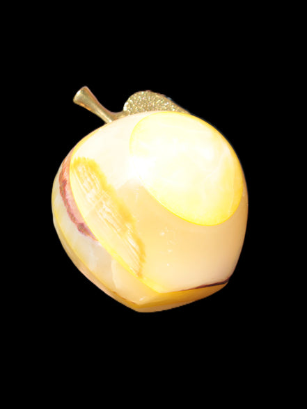Yellow Afghan Jade Onyx hand-carved Apple 70*90mm 570g Rocks and Things Store