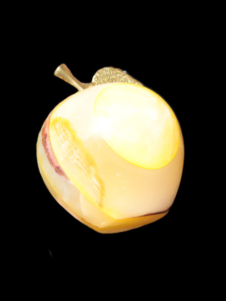 Yellow Afghan Jade Onyx hand-carved Apple 70*90mm 570g Rocks and Things Store