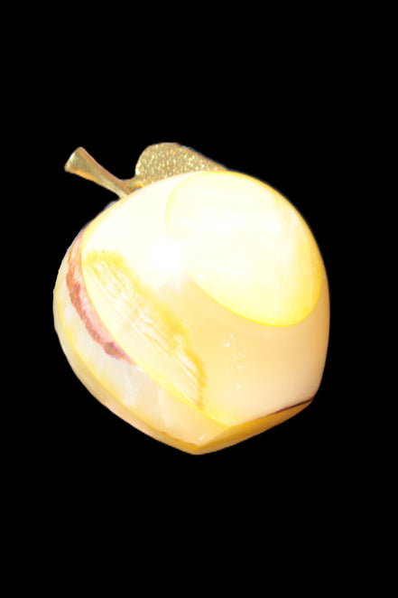 Yellow Afghan Jade Onyx hand-carved Apple 70*90mm 570g Rocks and Things Store