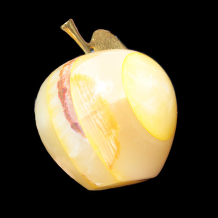 Yellow Afghan Jade Onyx hand-carved Apple 70*90mm 570g Rocks and Things Store
