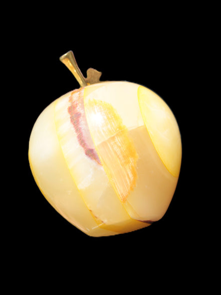 Yellow Afghan Jade Onyx hand-carved Apple 70*90mm 570g Rocks and Things Store