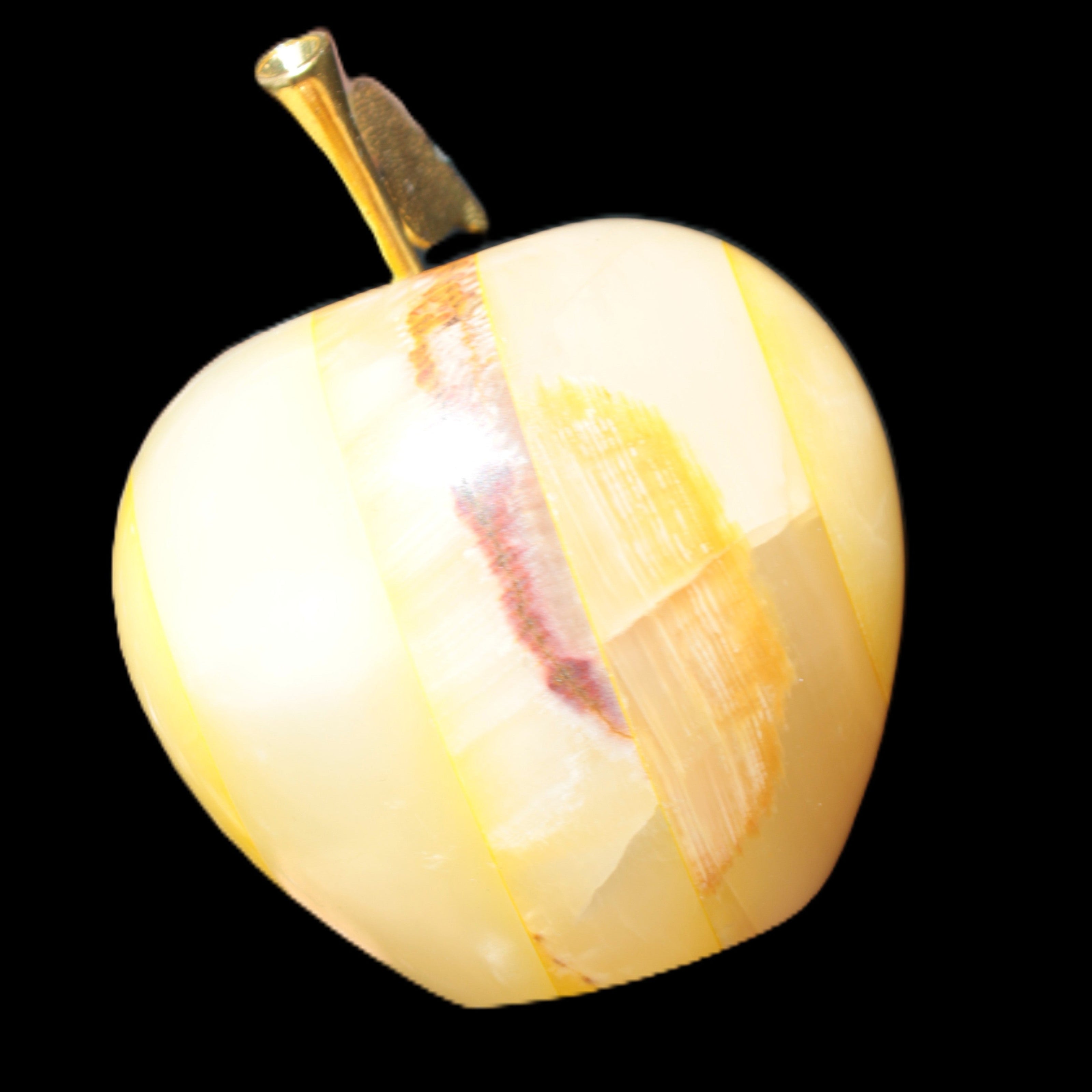 Yellow Afghan Jade Onyx hand-carved Apple 70*90mm 570g Rocks and Things Store