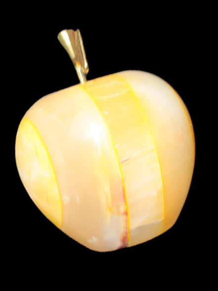 Yellow Afghan Jade Onyx hand-carved Apple 70*90mm 570g Rocks and Things Store