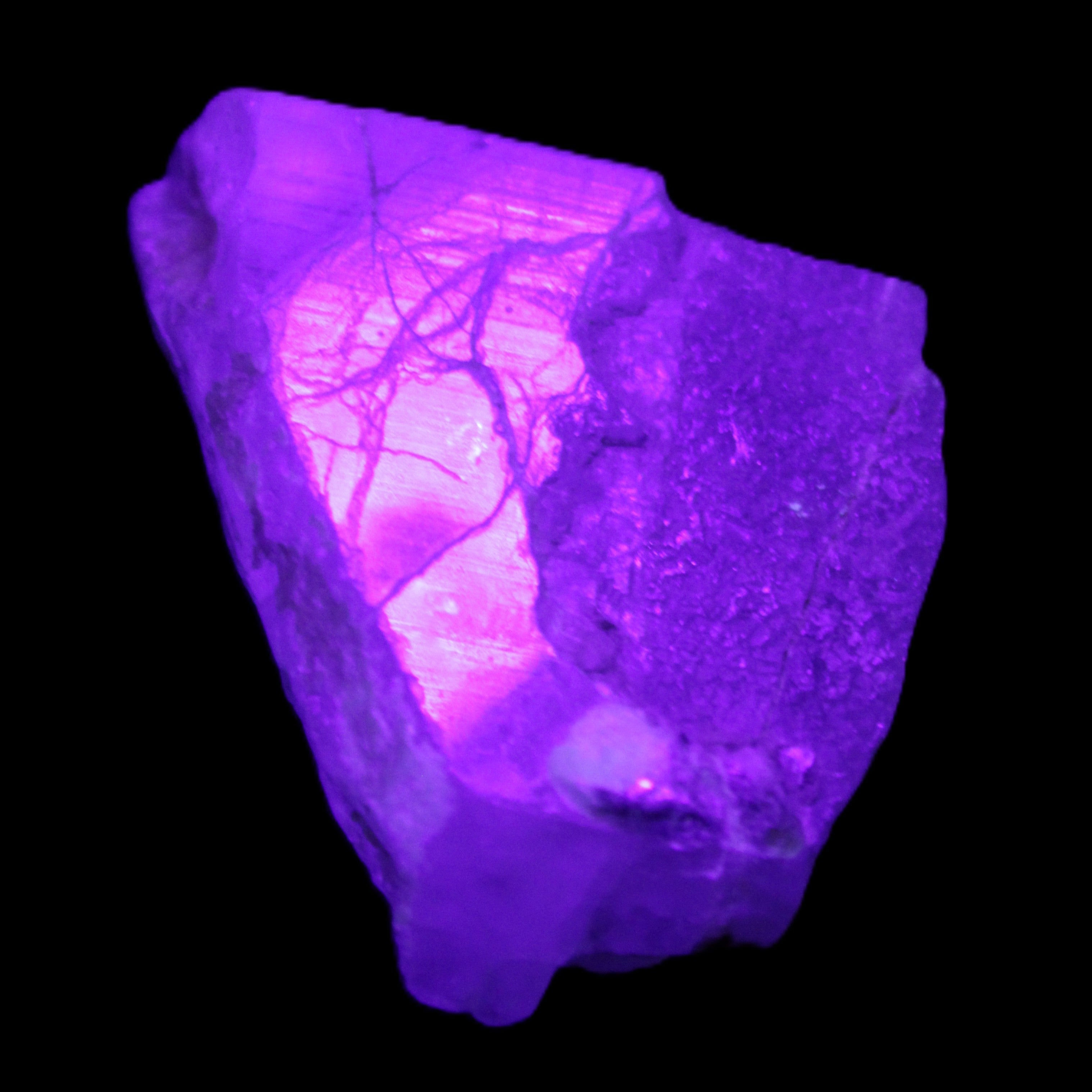 Blue Aquamarine 43*31*18mm 150ct 30g in UV light - Rocks and Things Store