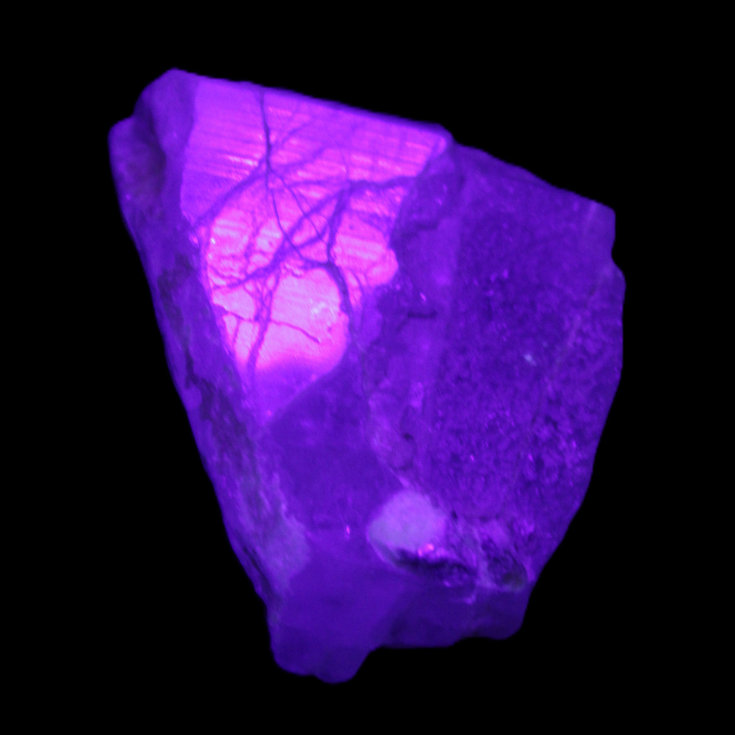 Blue Aquamarine 43*31*18mm 150ct 30g in UV light - Rocks and Things Store