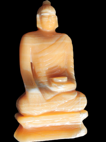 Yellow Calcite hand-carved Buddha statue 170*86*317mm 6300g Rocks and Things Store