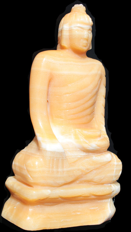Yellow Calcite hand-carved Buddha statue 170*86*317mm 6300g Rocks and Things Store