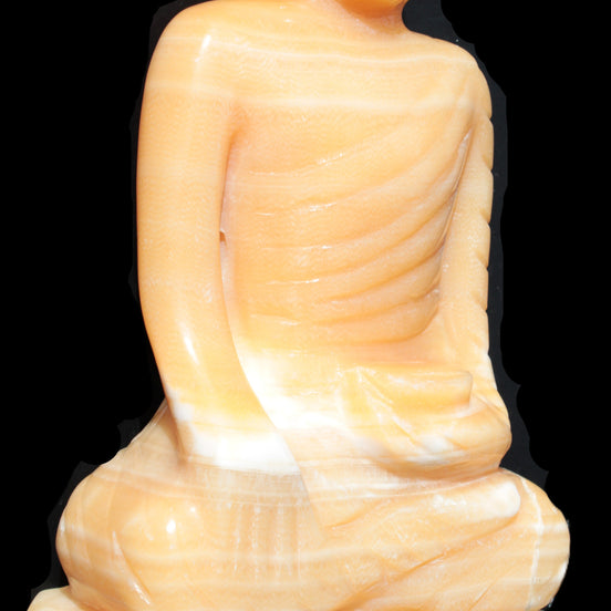 Yellow Calcite hand-carved Buddha statue 170*86*317mm 6300g in sunlight - Rocks and Things Store