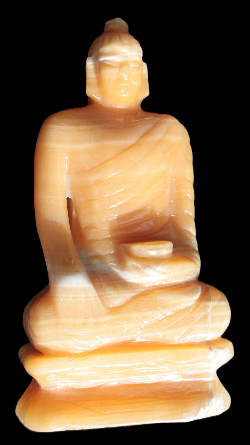 Yellow Calcite hand-carved Buddha statue 170*86*317mm 6300g Rocks and Things Store