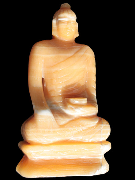 Yellow Calcite hand-carved Buddha statue 170*86*317mm 6300g Rocks and Things Store