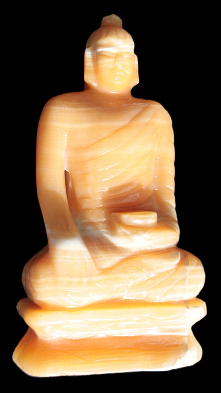 Yellow Calcite hand-carved Buddha statue 170*86*317mm 6300g Rocks and Things Store