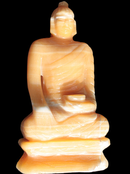 Yellow Calcite hand-carved Buddha statue 170*86*317mm 6300g Rocks and Things Store