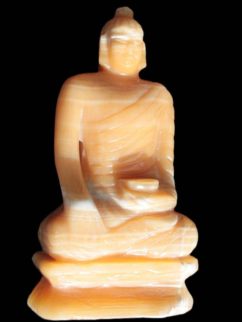 Yellow Calcite hand-carved Buddha statue 170*86*317mm 6300g Rocks and Things Store