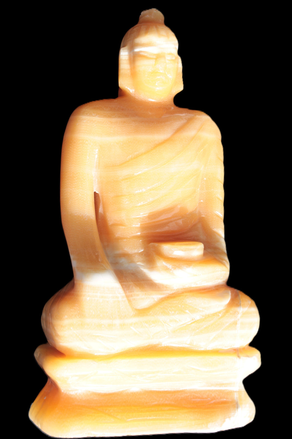 Yellow Calcite hand-carved Buddha statue 170*86*317mm 6300g Rocks and Things Store
