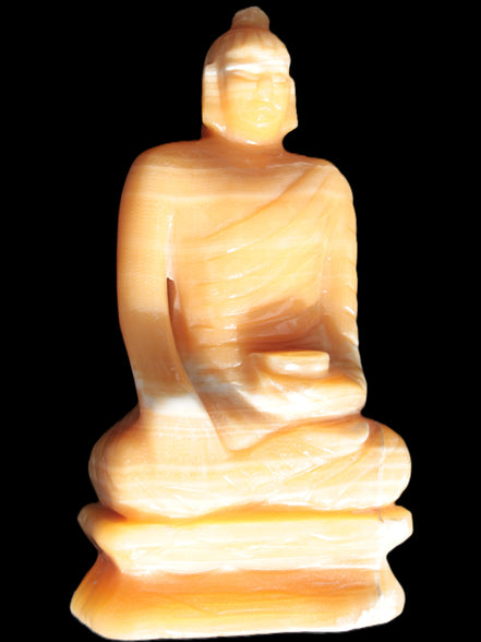 Yellow Calcite hand-carved Buddha statue 170*86*317mm 6300g Rocks and Things Store