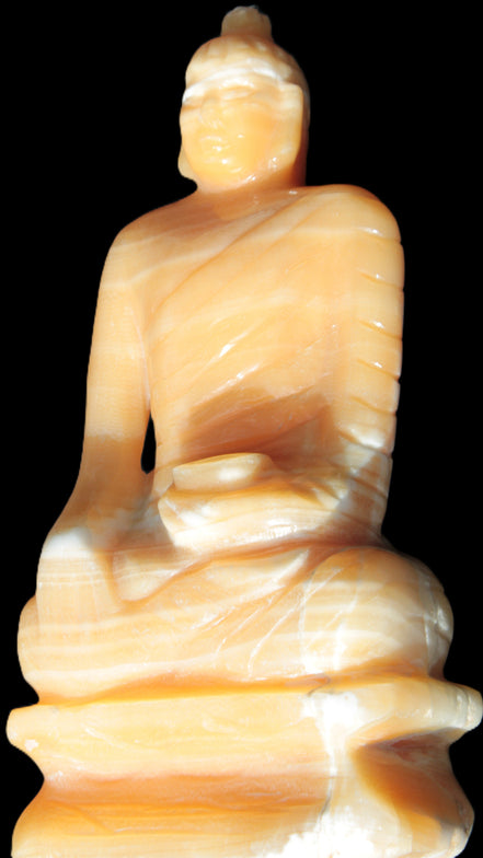 Yellow Calcite hand-carved Buddha statue 170*86*317mm 6300g Rocks and Things Store