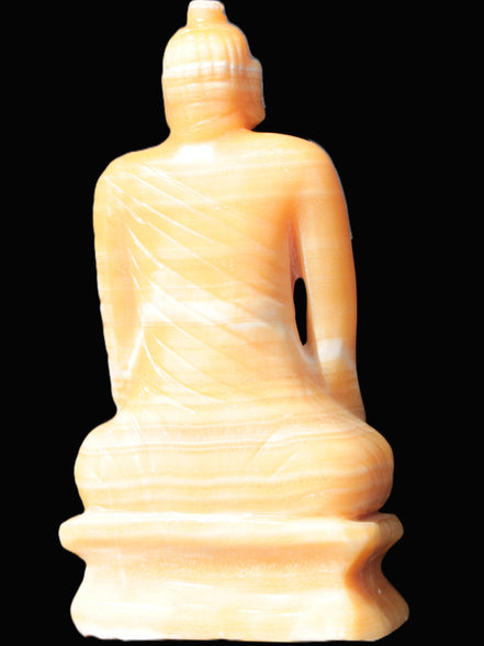 Yellow Calcite hand-carved Buddha statue 170*86*317mm 6300g Rocks and Things Store