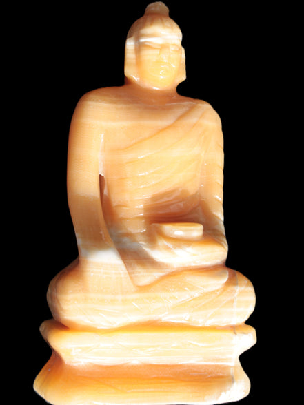 Yellow Calcite hand-carved Buddha statue 170*86*317mm 6300g Rocks and Things Store