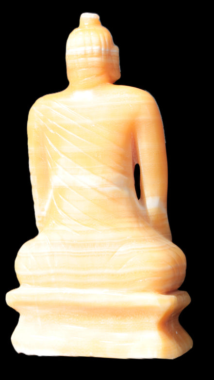 Yellow Calcite hand-carved Buddha statue 170*86*317mm 6300g Rocks and Things Store