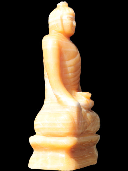 Yellow Calcite hand-carved Buddha statue 170*86*317mm 6300g Rocks and Things Store