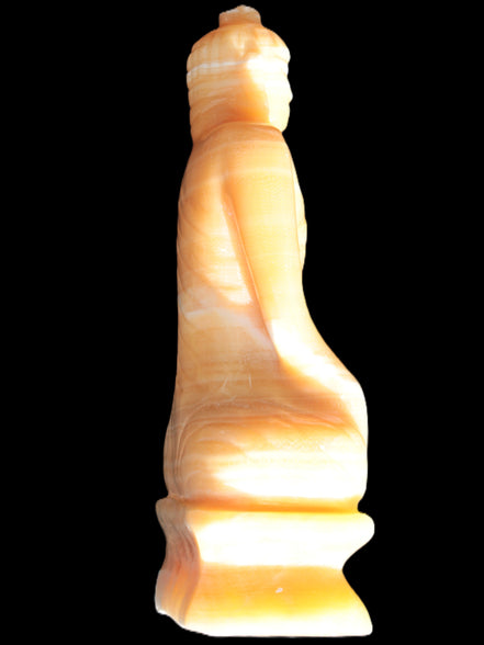 Yellow Calcite hand-carved Buddha statue 170*86*317mm 6300g Rocks and Things Store