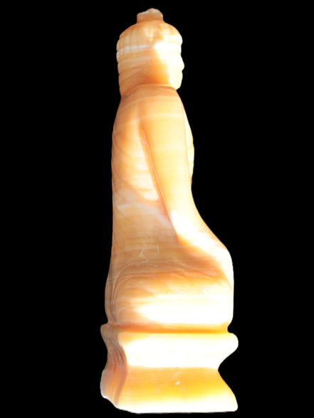 Yellow Calcite hand-carved Buddha statue 170*86*317mm 6300g Rocks and Things Store