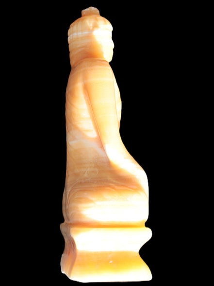 Yellow Calcite hand-carved Buddha statue 170*86*317mm 6300g Rocks and Things Store