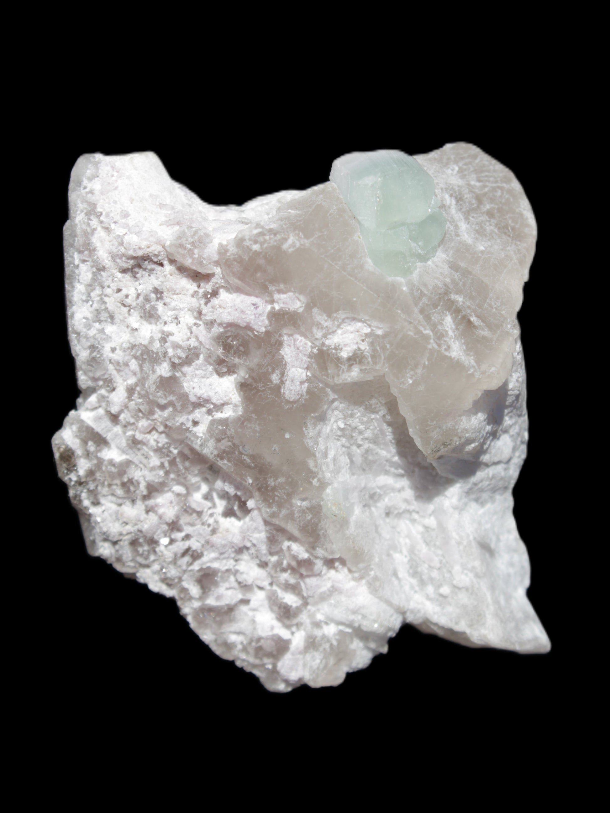 Aquamarine crystal on Quartz and Mica matrix 47*45*29mm 420.5ct 84.1g in sunlight - Rocks and Things Store