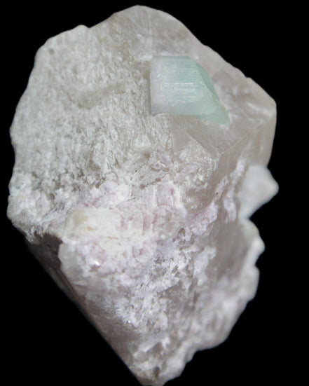 Aquamarine/Morganite crystal on Quartz and Mica matrix 47*45*29mm 420.5ct 84.1g in sunlight - Rocks and Things Store