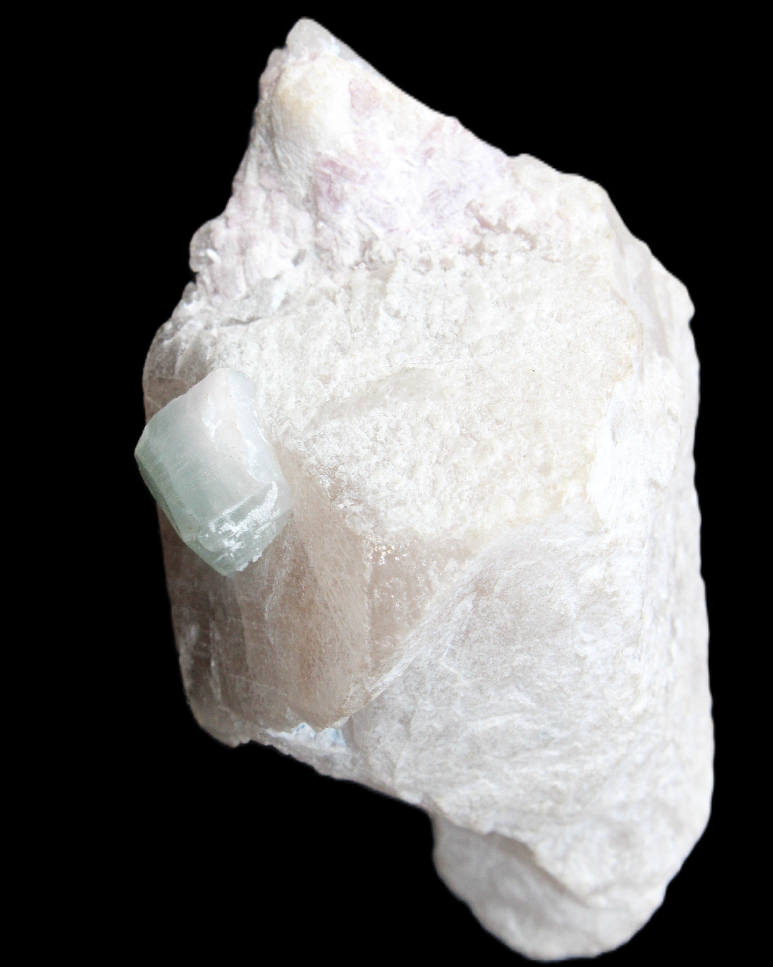 Aquamarine/Morganite crystal on Quartz and Mica matrix 47*45*29mm 420.5ct 84.1g in sunlight - Rocks and Things Store