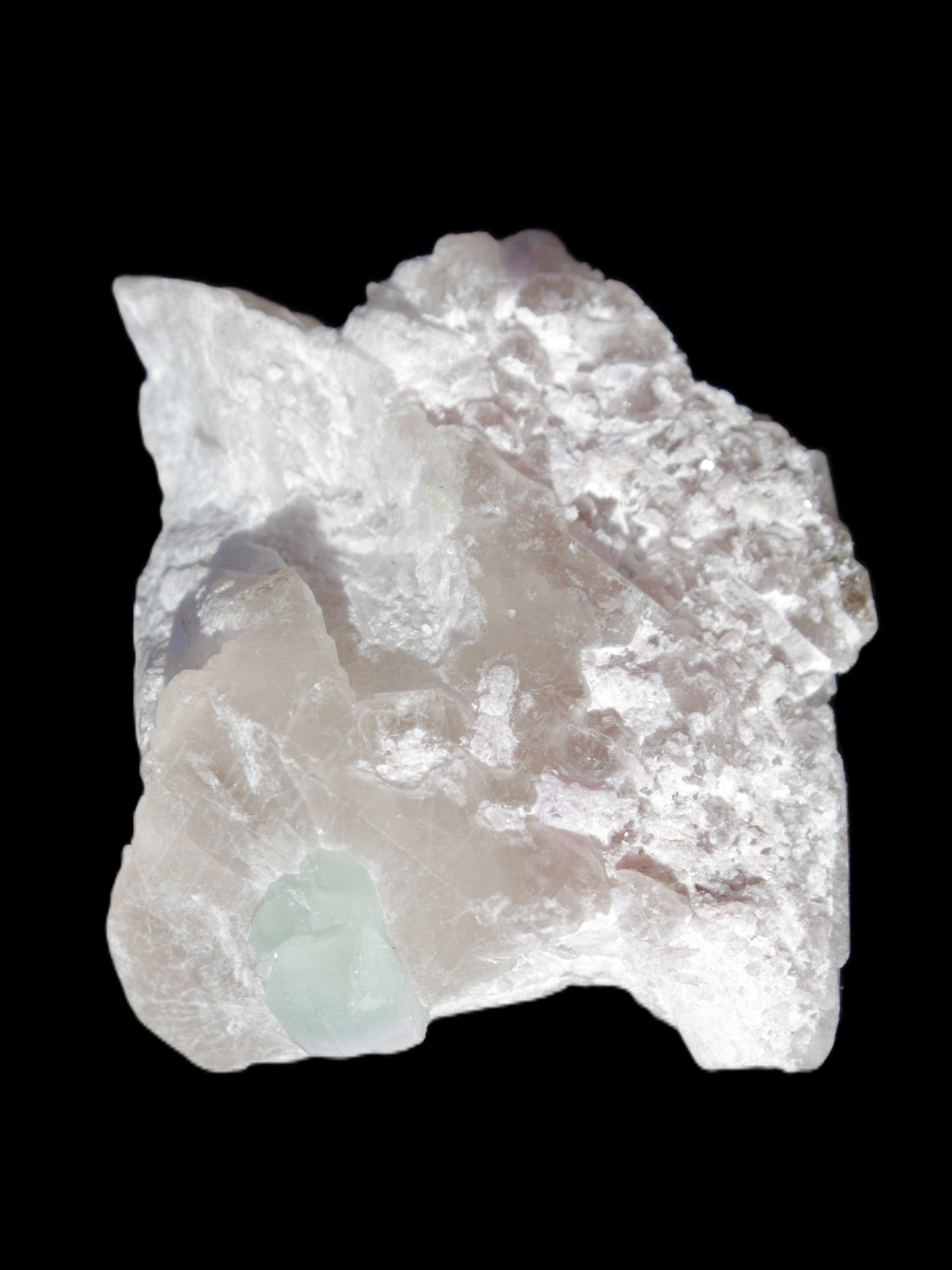 Aquamarine crystal on Quartz and Mica matrix 47*45*29mm 420.5ct 84.1g in sunlight - Rocks and Things Store
